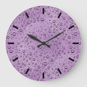 Grande Horloge Ronde gouttelettes d'eau violette