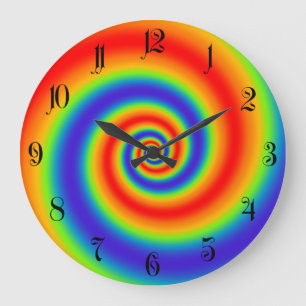 Grande Horloge Ronde Gradient du Colorful Spiral Effect