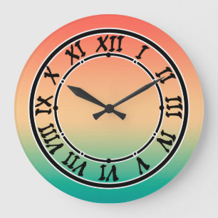 Grande Horloge Ronde Gradient ombre corail blush beige vert doux bleu