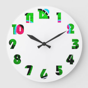Grande Horloge Ronde Graffiti 12 Nombre superposé wccn