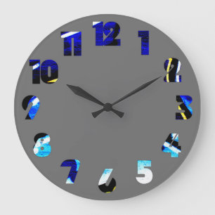 Grande Horloge Ronde Graffiti 15 Nombre superposition wccna