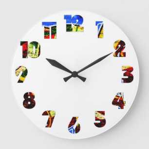 Grande Horloge Ronde Graffiti 17 Numéro superposer wccn
