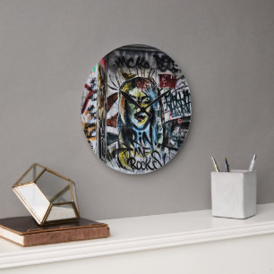 Grande Horloge Ronde Graffiti Cool Moderne Urbain Art de rue