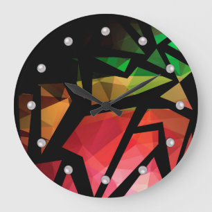 Grande Horloge Ronde graffiti polygonal moderne Abstrait géométrique fo