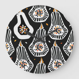 Grande Horloge Ronde Graines Citrouilles stylisées : Conception transpa