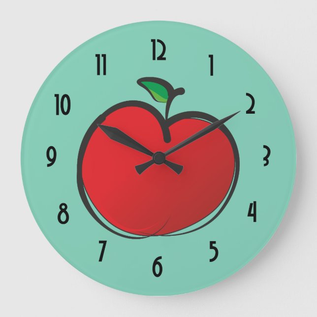 Grande Horloge Ronde Grand dessin rouge d'Apple (Recto)