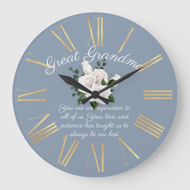 Grande Horloge Ronde Grand Grand Grand Message De Enfants Roses Blanche (Recto)
