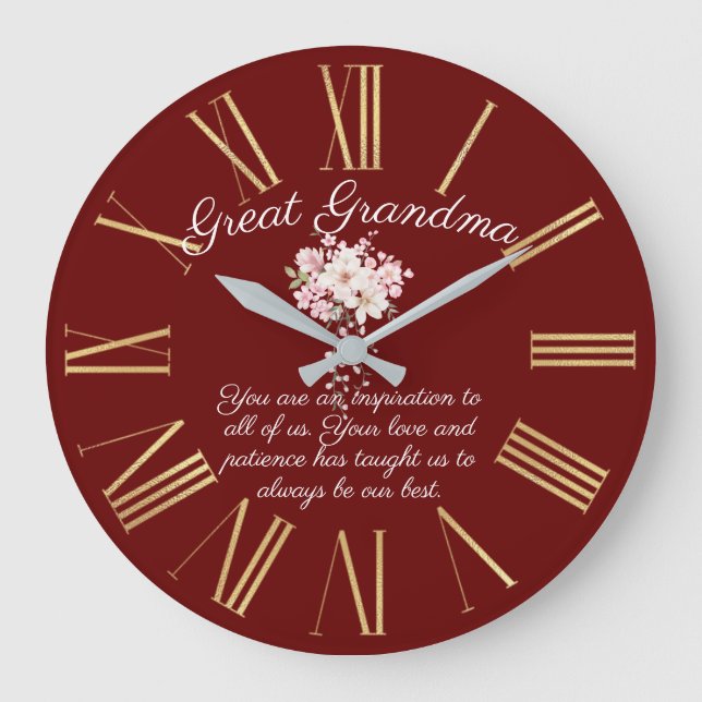 Grande Horloge Ronde Grand Grand Message De Grand-Mamme De Bouquet Enfa (Recto)