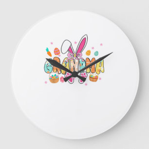 Grande Horloge Ronde Grand-mère Pâques Grand-mère Coquette Lapin Oreill