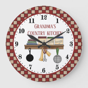 Grande Horloge Ronde Grand-mère's Country cuisine ajouter texte Grande 