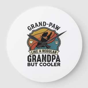 Grande Horloge Ronde Grand Paw Grand-père Chien Rétro Coucher de soleil