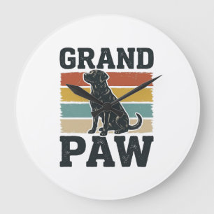 Grande Horloge Ronde Grand Paw Vintage Chien Grand-père Conception de T