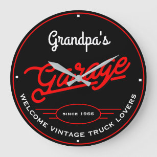 Grande Horloge Ronde Grand-père's Any Name Garage Welcome Camions Vinta
