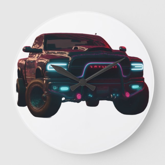 Grande Horloge Ronde Grand Wanduh Dodge TRX Neon Truck (Recto)