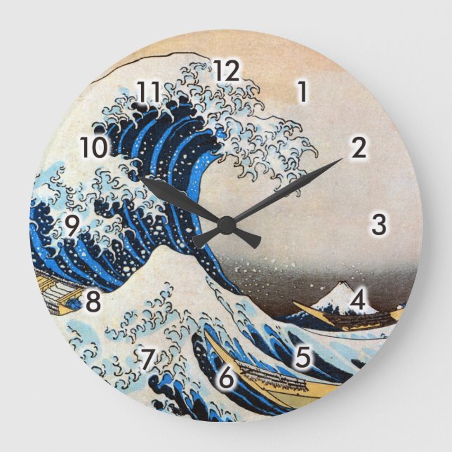 Grande Horloge Ronde Grande vague, Hokusai, Ukiyo-e (Recto)