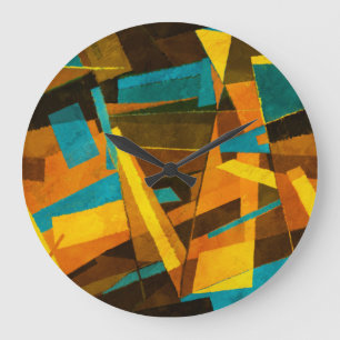 Grande Horloge Ronde Grandes Abstraites colorées : Texture de peinture