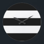 Grande Horloge Ronde Grandes bandes noires et blanches<br><div class="desc">Vous pouvez customiser la partie blanche de cette conception en modifiant la couleur arrière - plan.</div>