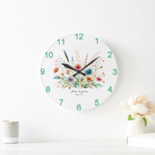 Grande Horloge Ronde Grandir en Grace floral