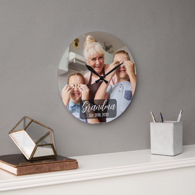 Grande Horloge Ronde Grandma Est. White script photo (Bureau)