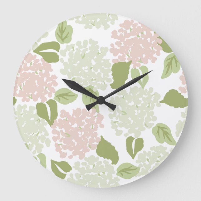 Grande Horloge Ronde Grandmillenial hydrangea preppy floral joli (Recto)