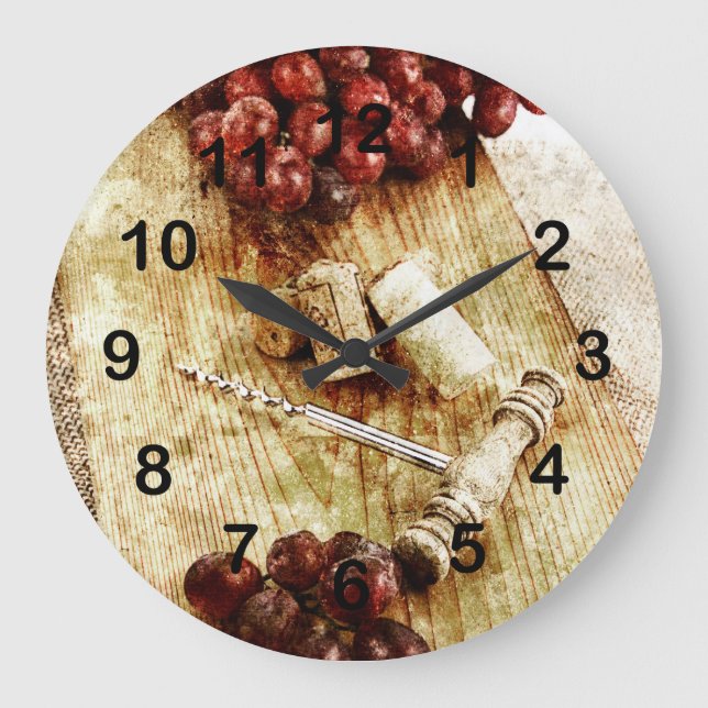 Grande Horloge Ronde Grapes, wine bottle corks et corkscrew (Recto)