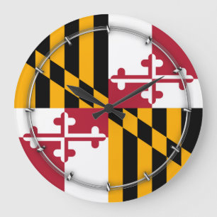 Grande Horloge Ronde Graphique élégant de drapeau d'état du Maryland