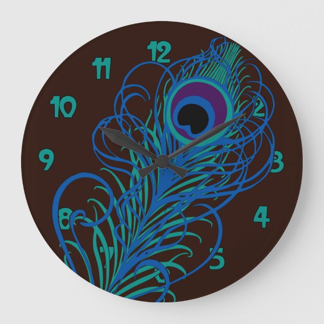 Grande Horloge Ronde Graphique en plume de paon (Recto)