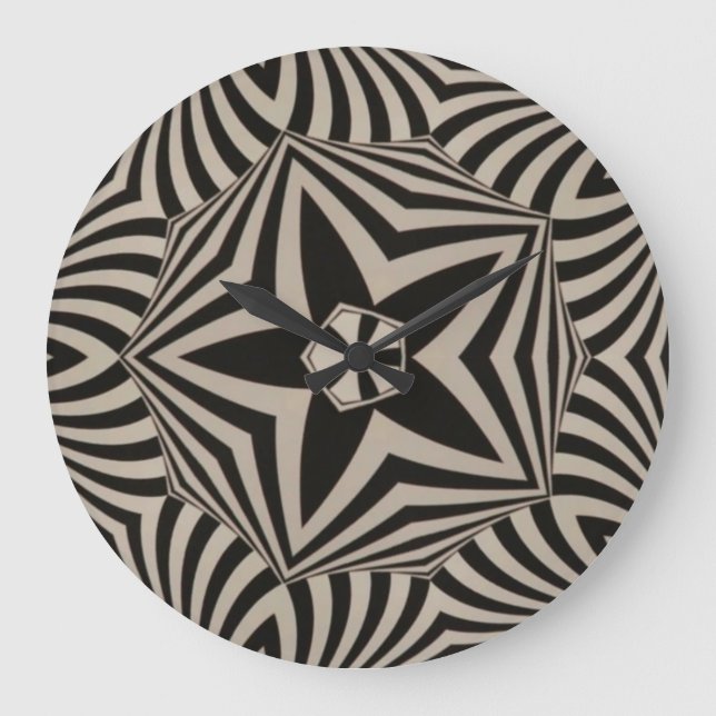 Grande Horloge Ronde Graphique noir et blanc (Recto)