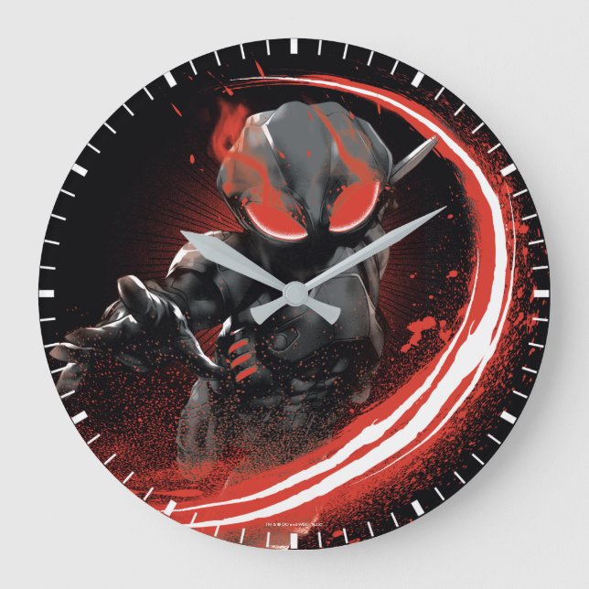 Grande Horloge Ronde Graphique rouge de grand coup de Manta noir (Recto)