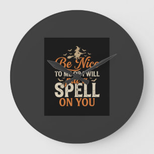 Grande Horloge Ronde Graphisme de sort de sorcière d'Halloween_1