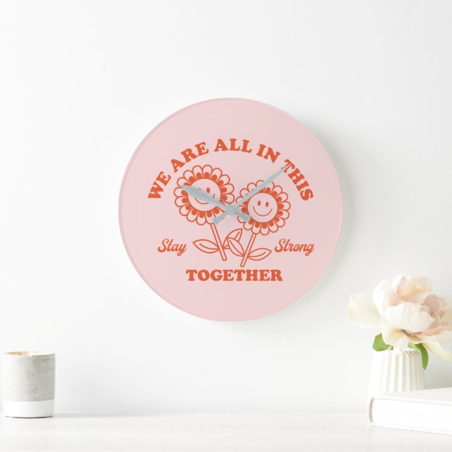 Grande Horloge Ronde Graphisme Fleur Joyeux Retro (Maison)