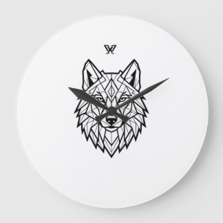 Grande Horloge Ronde Graphisme Loup Sauvage | T-Shirt Loup de la Nature