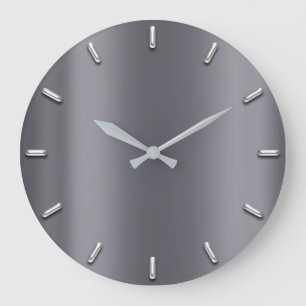 Grande Horloge Ronde Graphite profond de minimalisme de gris argenté