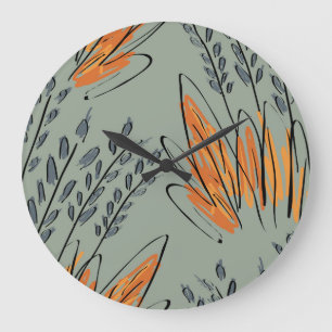 Grande Horloge Ronde Grass croisé brut Design ethnique