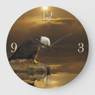 Grande Horloge Ronde Gratitude Bald Eagle Spiritual Wildlife Clock