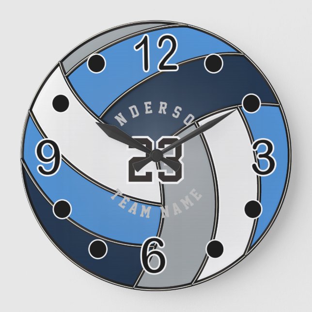 Grande Horloge Ronde Gray, Dark Blue et Blue Volley (Recto)
