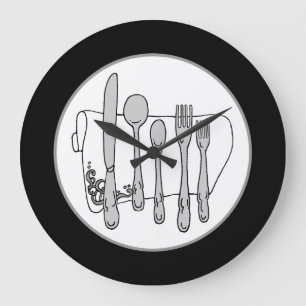 Grande Horloge Ronde Gray Silverware White Napkin
