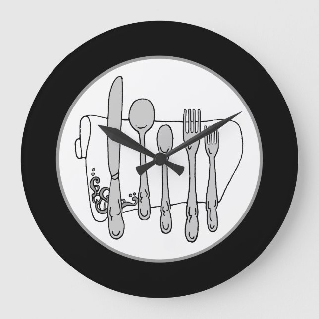 Grande Horloge Ronde Gray Silverware White Napkin (Recto)