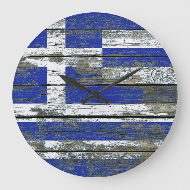 Grande Horloge Ronde Greek Flag on Rough Wood Boards (Recto)