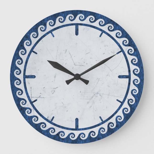 GRANDE HORLOGE RONDE GREEK STYLE - MEANDER DANS LES SHAPES DE WAVES (Recto)