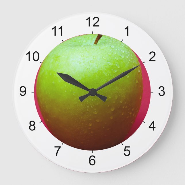 Grande Horloge Ronde Green apple on red background (Recto)