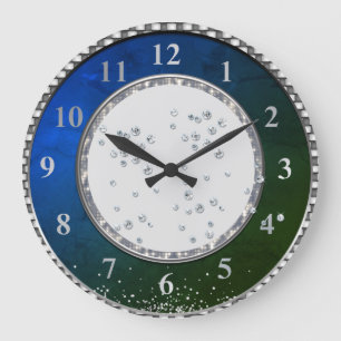 Grande Horloge Ronde Green Blue Emerald Joyeux Noël