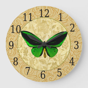 Grande Horloge Ronde Green Butterfly on Floral Clock