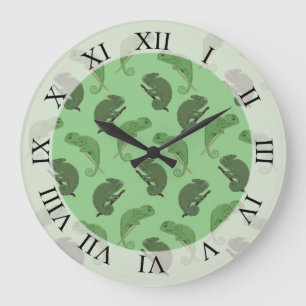 Grande Horloge Ronde Green Chameleons Lizard Art