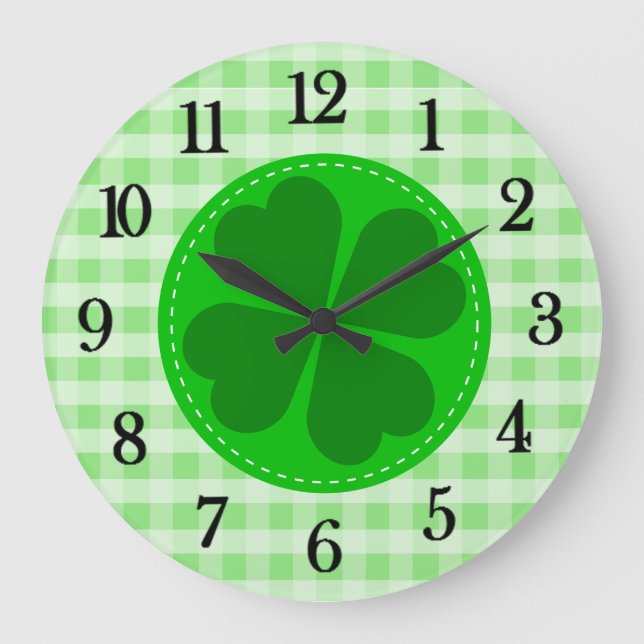 Grande Horloge Ronde Green Tartan Pattern and Clover Lucky (Recto)