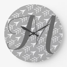 Grey and White Arrows with Monogram