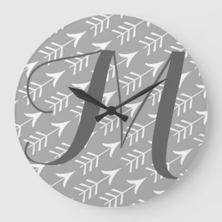 Grande Horloge Ronde Grey and White Arrows with Monogram