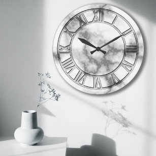 Grande Horloge Ronde Grey Marble Prince Wall Clock