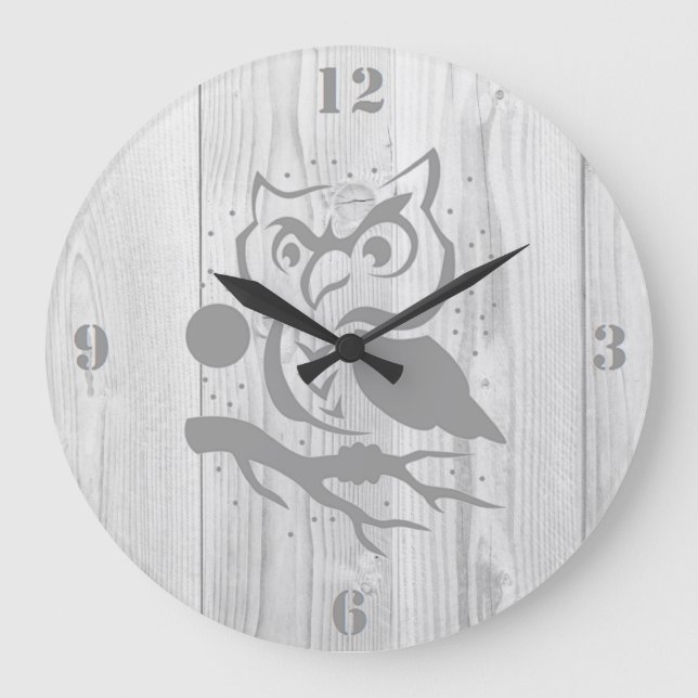 Grande Horloge Ronde Grey Owl Wall Clock (Recto)