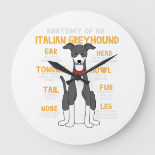 Grande Horloge Ronde Greyhound Anatomy Funny Dog Maman Poison